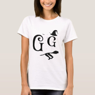 Vrouwen heks Pet Graphic Spooky GG Funny Halloween T-shirt