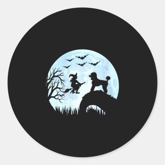 Vrouwen heks poedel halloween  ronde sticker (Voorkant)