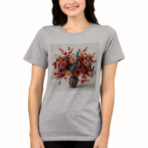 Vrouwen Herfst Boeket Grijs Triblend T-Shirt