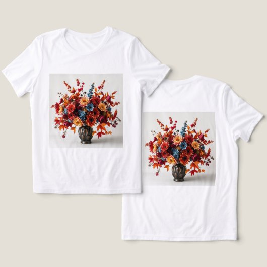 Vrouwen Herfst Boeket Wit Triblend T-Shirt (Ontwerp Voorkant & Achterkant)