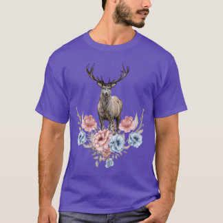 Vrouwen Herten Bloemen Bos Dier grappig T-shirt