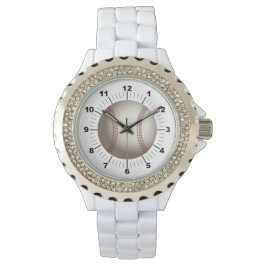 Vrouwen Honkbal Rhinestone Wit Emaille Horloge