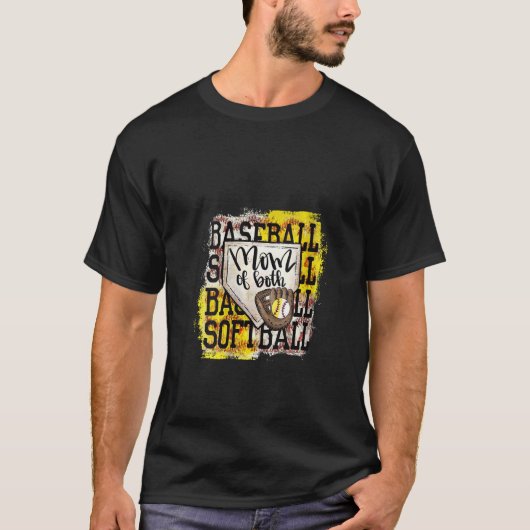 Vrouwen Honkbal Softbal Moeder van beide Moederdag T-shirt (Voorkant)