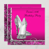 Vrouwen Hot Pink verjaardagsfeestje Kaart (Voorkant / Achterkant)
