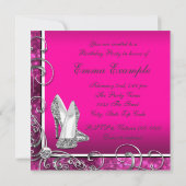 Vrouwen Hot Pink verjaardagsfeestje Kaart (Achterkant)