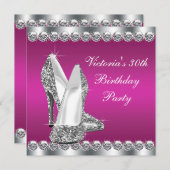 Vrouwen Hot Pink verjaardagsfeestje Kaart (Voorkant / Achterkant)