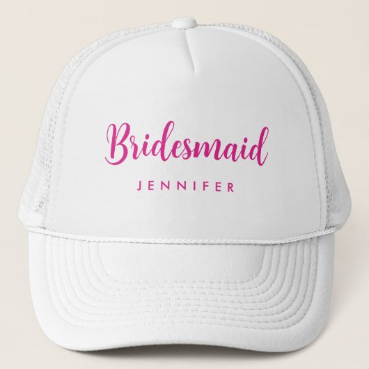 Vrouwen Hot Roze Bachelorette Bruidsmeisje Naam Trucker Pet (Voorkant)