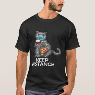 Vrouwen houden afstand Funny cat met gezichtsmaske T-shirt