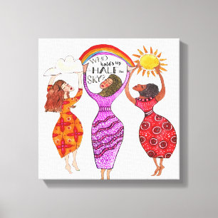 Vrouwen houden de halve hemel omhoog canvas afdruk