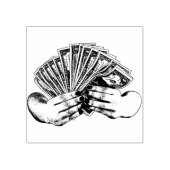 vrouwen houden geld bij dollarbiljetten rubberstempel (Afrduk)
