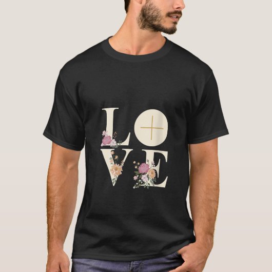 Vrouwen houden van kruis bloemeneucharistie liturg t-shirt (Voorkant)