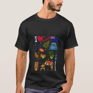 Vrouwen houden van Nieuw-Zeeland. Handgetekende NZ T-shirt