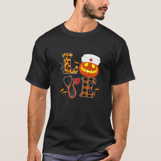 Vrouwen houden van verpleegster Halloween Pumpkin T-shirt