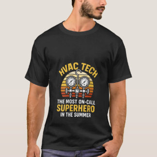 Vrouwen HVAC Technician Retro Superhero Air Condit T-shirt