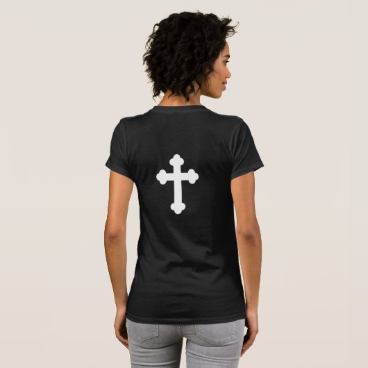 Vrouwen I Love My Church T-Shirt w Cross (Achterkant volledig)