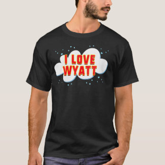 Vrouwen I Love Wyatt verjaardag, voornaam VNeck T-shirt