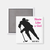 Vrouwen ijshockey speler Schaats als een meisje Magneet (Voorkant / Achterkant)