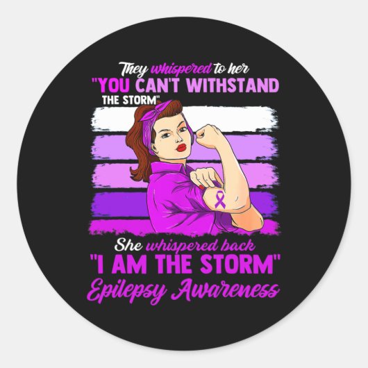 Vrouwen Ik ben de Storm Epilepsie Bewustzijn Warri Ronde Sticker (Voorkant)