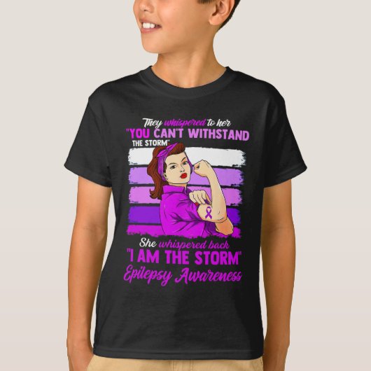 Vrouwen Ik ben de Storm Epilepsie Bewustzijn Warri T-shirt (Voorkant)