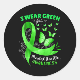 Vrouwen Ik Draag Groen voor Geestelijke Gezondheid Ronde Sticker