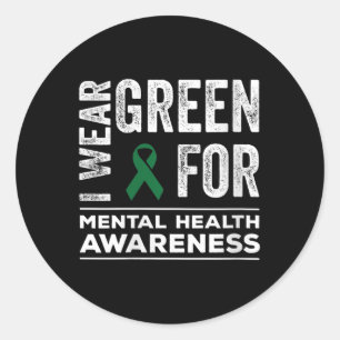 Vrouwen Ik Draag Groen voor Mental Health Awarenes Ronde Sticker
