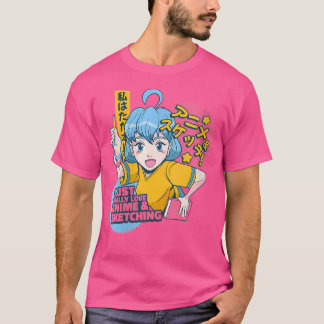 Vrouwen ik hou gewoon echt van anime en schetsen v t-shirt