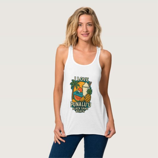 Vrouwen ik hou van Punaluʻu Black Sand Beach Tankt Tanktop (Volledige Voorkant)