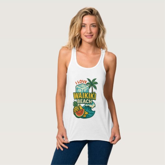 Vrouwen ik hou van Waikīkī Beach Tanktop (Volledige Voorkant)