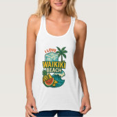 Vrouwen ik hou van Waikīkī Beach Tanktop (Voorkant)