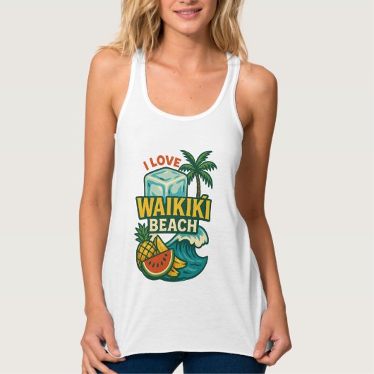 Vrouwen ik hou van Waikīkī Beach Tanktop (Voorkant)