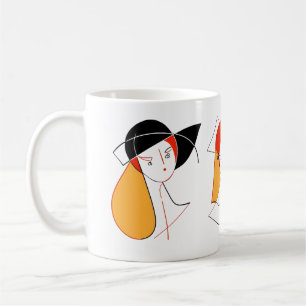 Vrouwen in abstracte kunst koffiemok