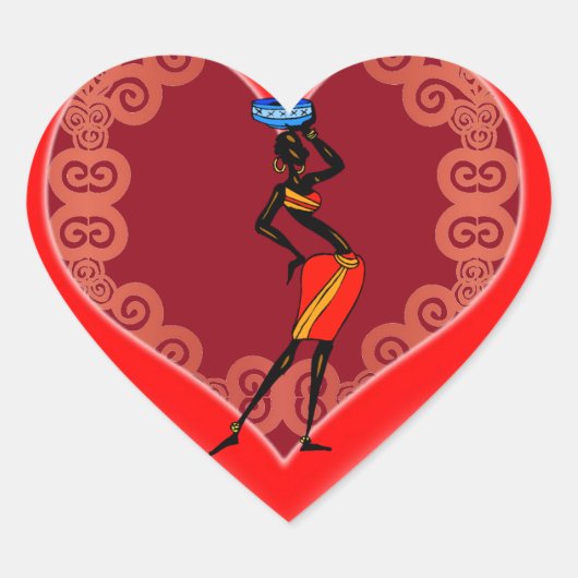 Vrouwen in Afrika Hartstikker Hart Sticker (Voorkant)