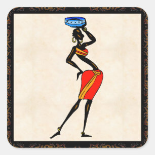 Vrouwen in Afrika Zelfklever Vierkante Sticker