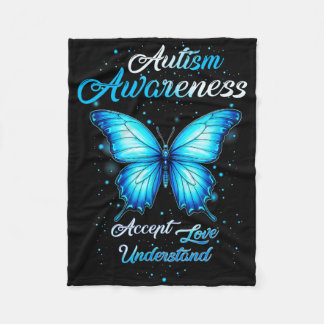 Vrouwen In April Dragen Blauwe Vlinder Autisme Men Fleece Deken