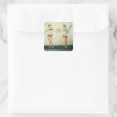 Vrouwen in bikinis vierkante sticker (Tas)