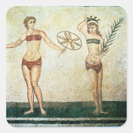 Vrouwen in bikinis vierkante sticker (Voorkant)