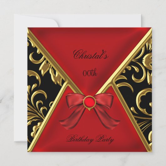 Vrouwen in Birthday Gold Red Black Gold Damask Kaart (Voorkant)