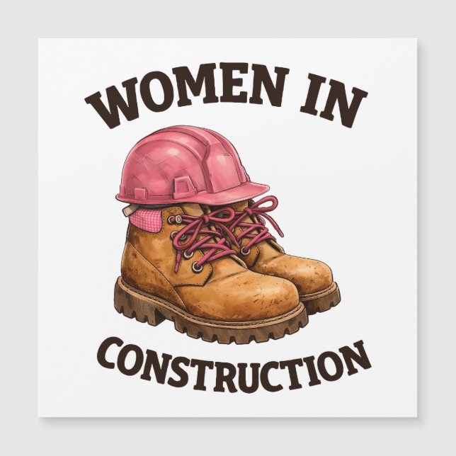 Vrouwen in bouwwerklaarzen en veiligheidshelm (Voorkant)