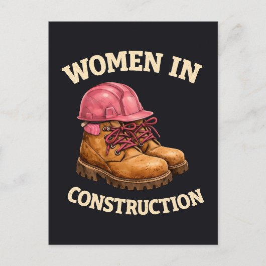 Vrouwen in bouwwerklaarzen en veiligheidshelm briefkaart (Voorkant)