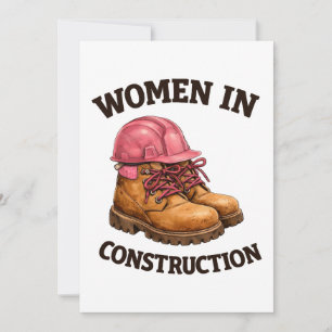 Vrouwen in bouwwerklaarzen en veiligheidshelm kaart