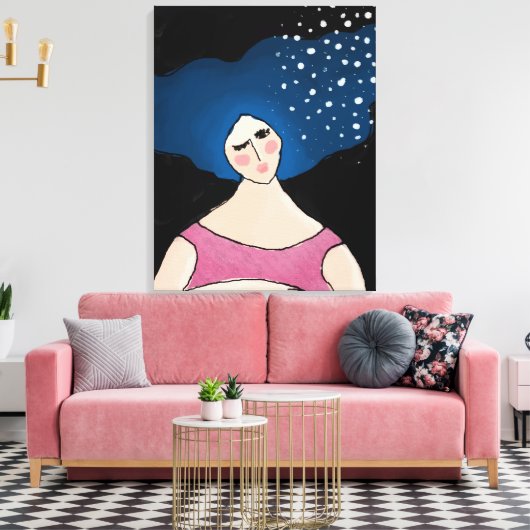 Vrouwen in de Abstracte digitale Starlight-verf Canvas Afdruk (Insitu (Woonkamer))