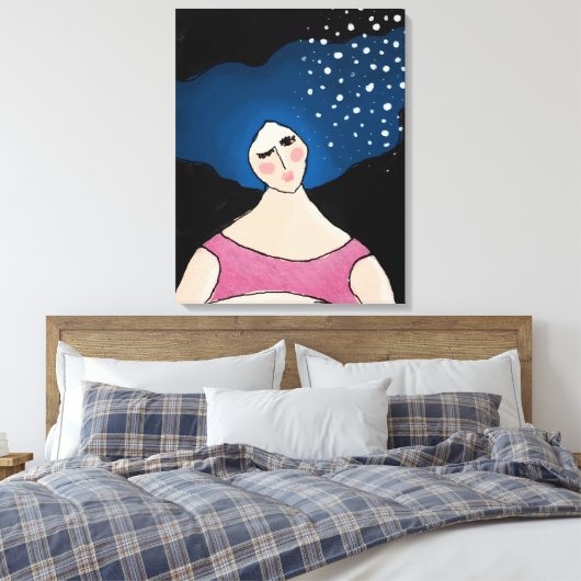 Vrouwen in de Abstracte digitale Starlight-verf Canvas Afdruk (Insitu (Slaapkamer))