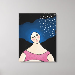 Vrouwen in de Abstracte digitale Starlight-verf Canvas Afdruk