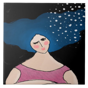 Vrouwen in de Abstracte digitale Starlight-verf Tegeltje