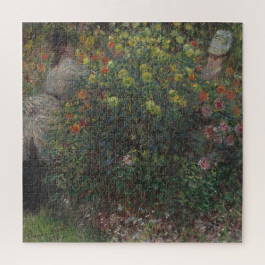 Vrouwen in de bloemen Monet 1875 Legpuzzel (Verticaal)