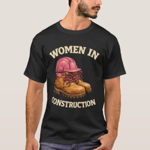 Vrouwen in de bouw met werkschoenen en veiligheids t-shirt