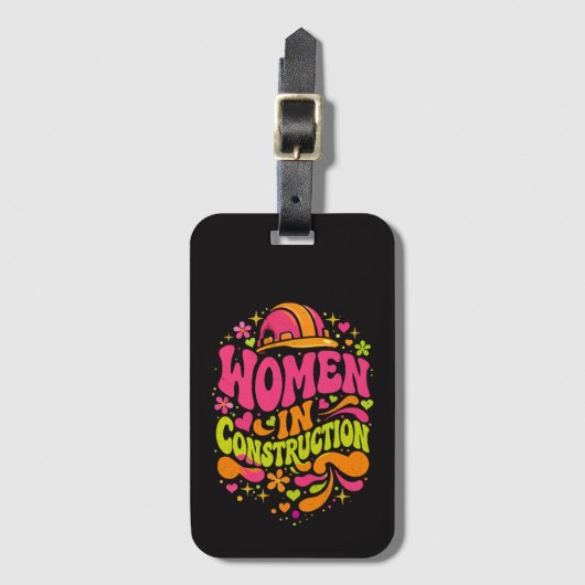 Vrouwen in de Bouw Retro Empowerment Bagagelabel (Voorkant (verticaal))