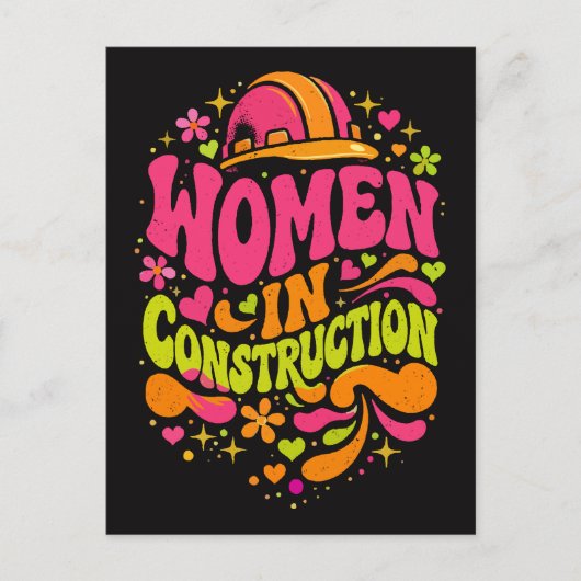 Vrouwen in de bouw Retro Empowerment Briefkaart (Voorkant)