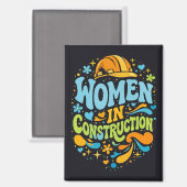 Vrouwen in de bouw Retro Empowerment Magneet (Voorkant / Achterkant)