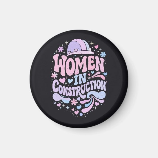Vrouwen in de Bouw Retro Empowerment Magneet (Voorkant)